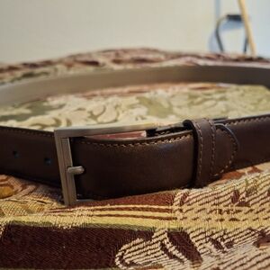 Men's Classic Brown Leather Belt - Casual & Dress